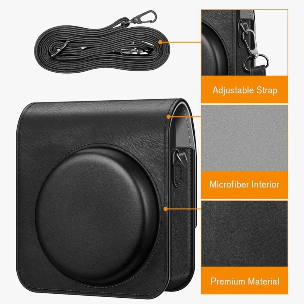 Fujifilm Instax Mini 8 Mini 8+ Mini 9 Instant Camera Leather Case W/ Strap